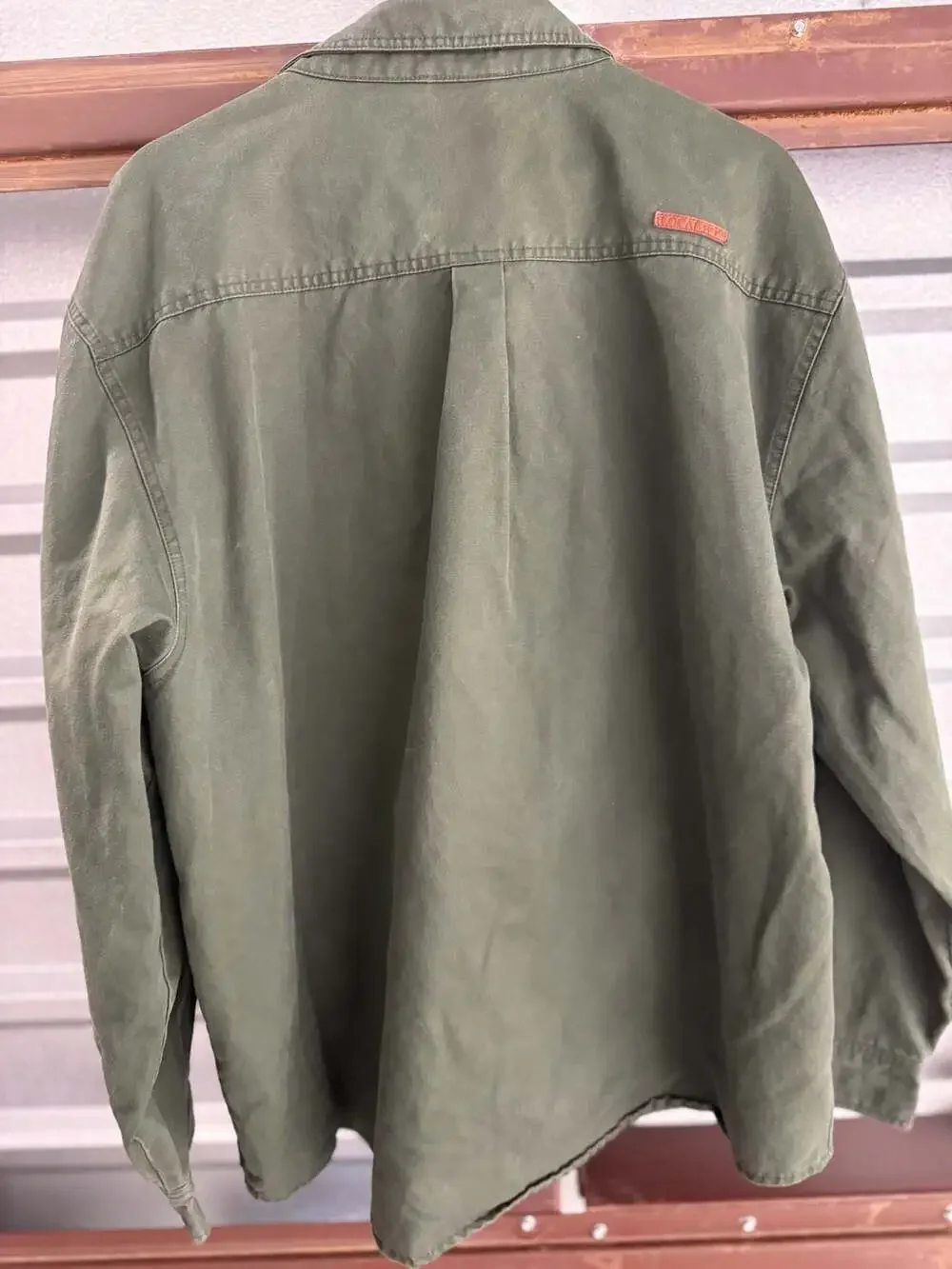 Local Boy Outfitters Men's Olive Green Duck Canvas Field Shirt Jacket with Camo